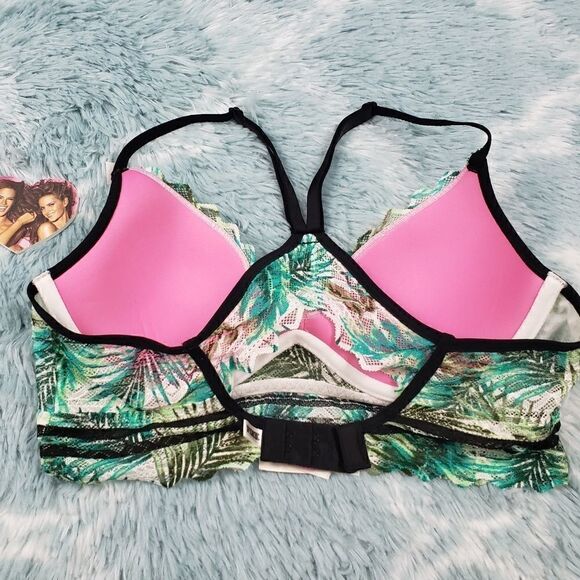 VS Palm Lace Racerback Lightly Lined Bralette S - Picture 2 of 4